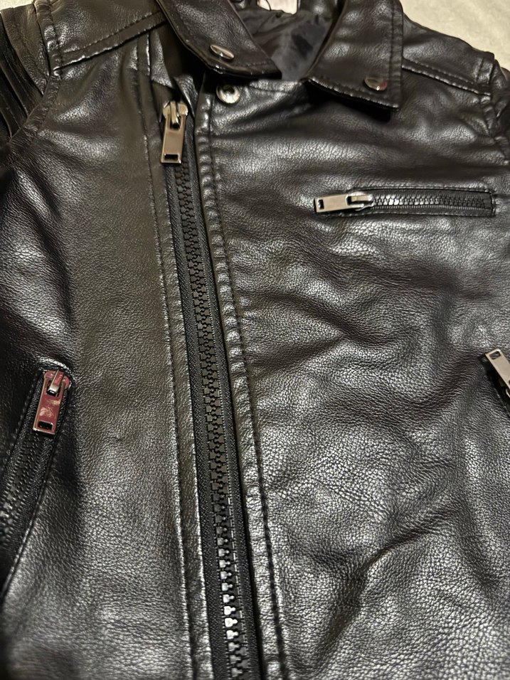 Erkek Çocuk Siyah Deri Biker Ceket - Görsel 3