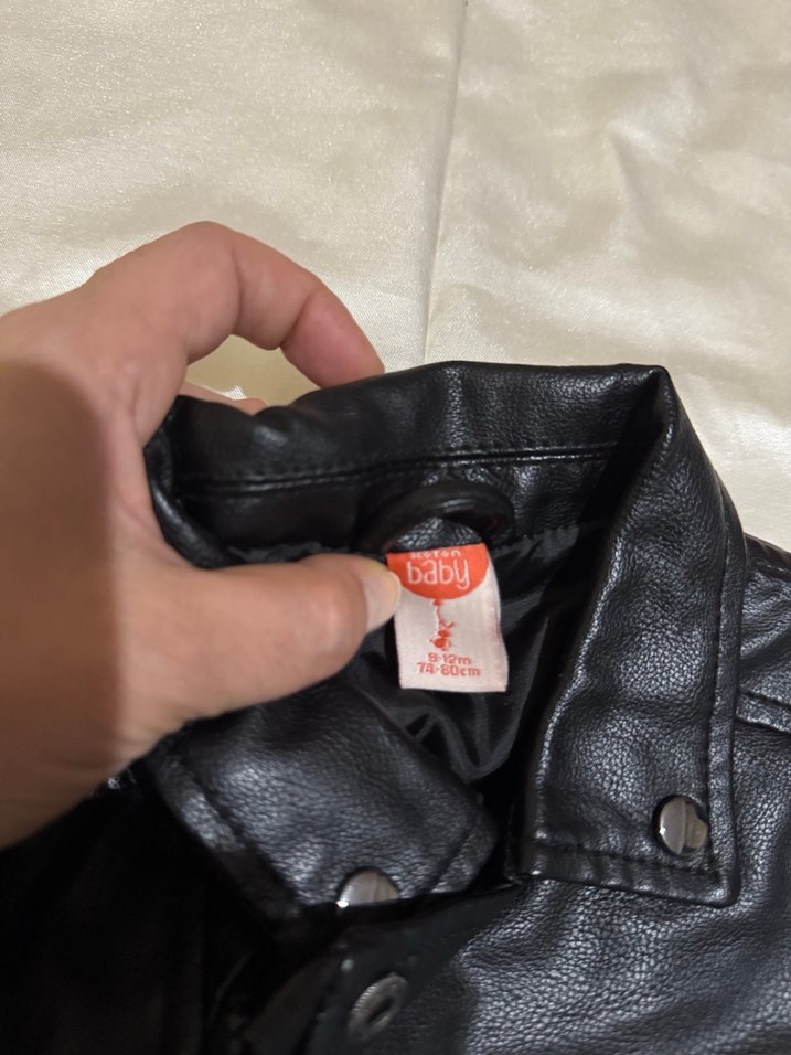 Erkek Çocuk Siyah Deri Biker Ceket - Görsel 5