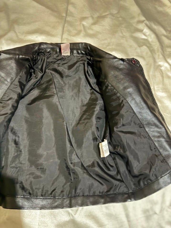 Erkek Çocuk Siyah Deri Biker Ceket - Görsel 2