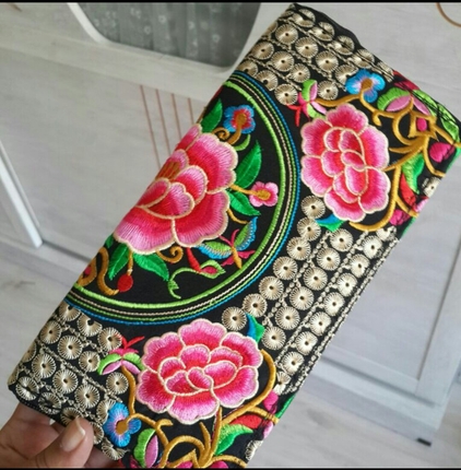 etnik desenli rengarenk nakışlı el çantasi