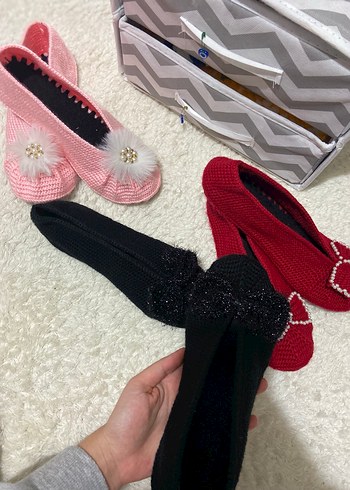 Pembe Örgü tabanlı patik çeyiz - Görsel 2