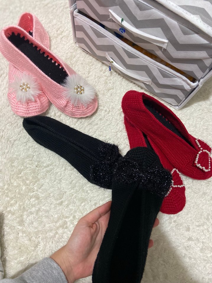 Pembe Örgü tabanlı patik çeyiz - Görsel 2