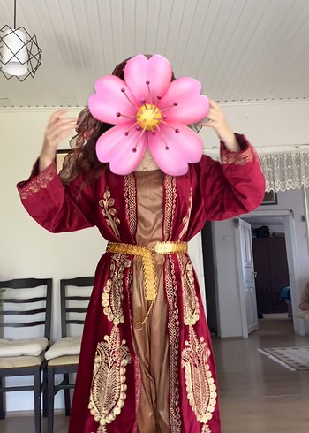 Bordo Nakışlı Uzun Kadın Hint Elbisesi