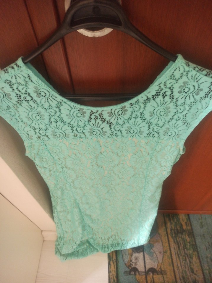 Turkuaz Dantel Detaylı elbise - Görsel 4