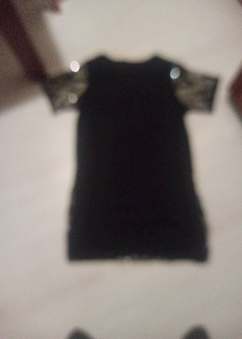 Siyah Mini Payetli V Yaka tisort - Görsel 4