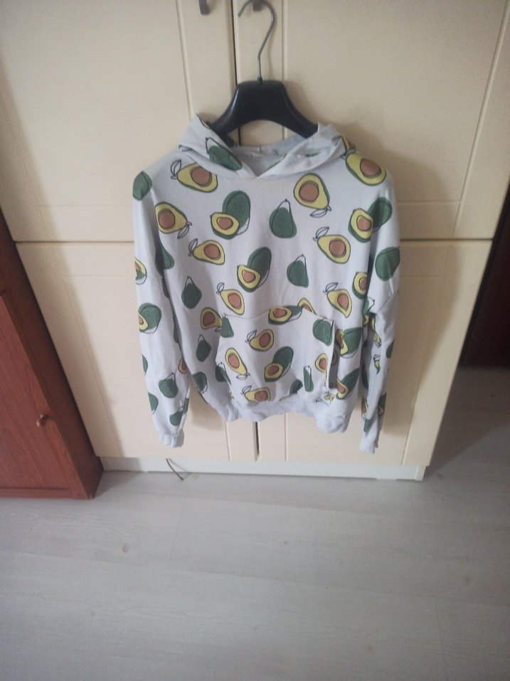 Baskılı Gri Kadın Kısa Sweatshirt - Görsel 3