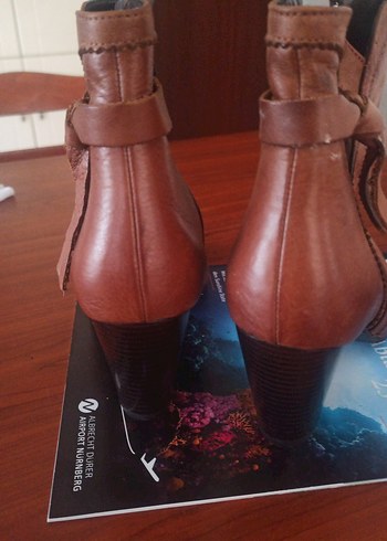 Kahverengi Deri Kadın Topuklu Bot - Görsel 3