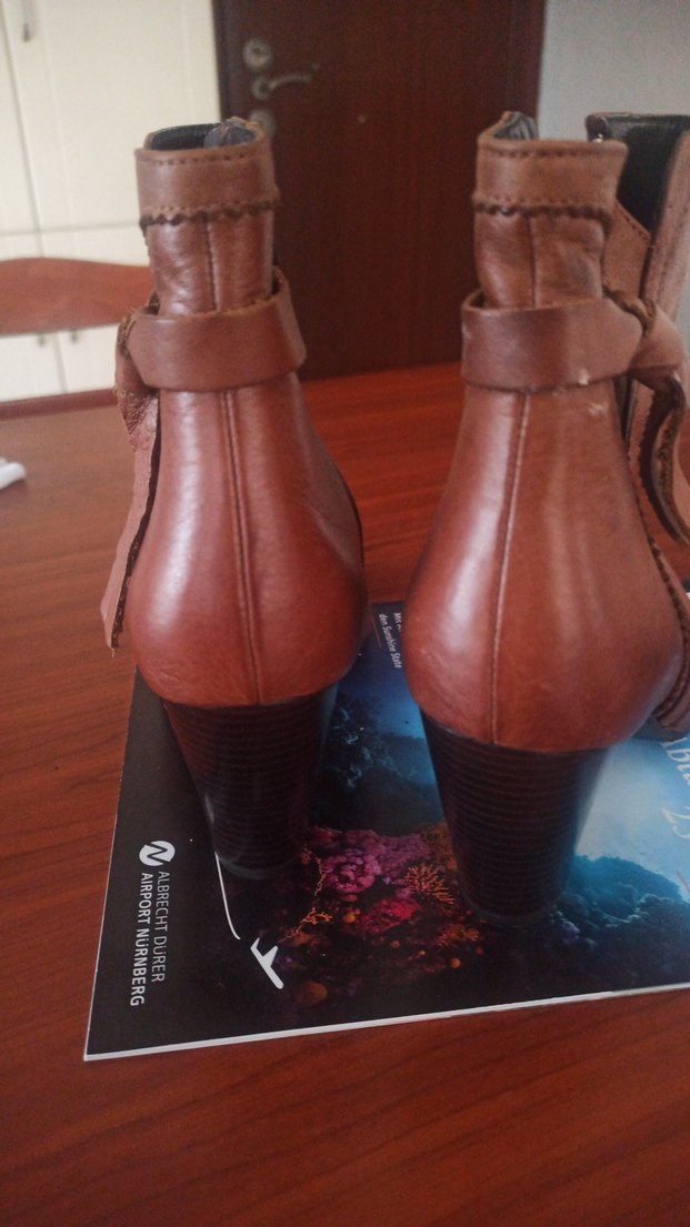 Kahverengi Deri Kadın  Topuklu Bot - Görsel 3