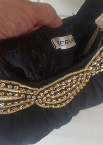36 Beden siyah Renk Boncuk İşlemeli Siyah Midi Halter Elbise
