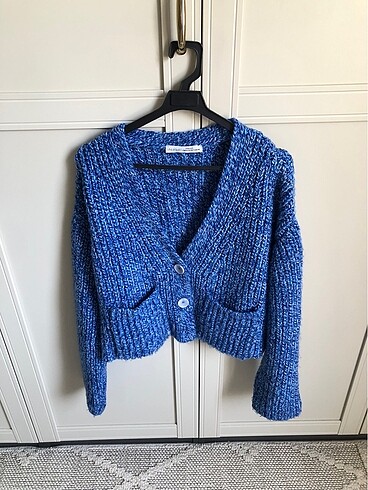 Oversize kısa mavi hırka