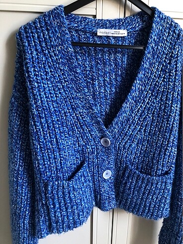Zara Oversize kısa mavi hırka