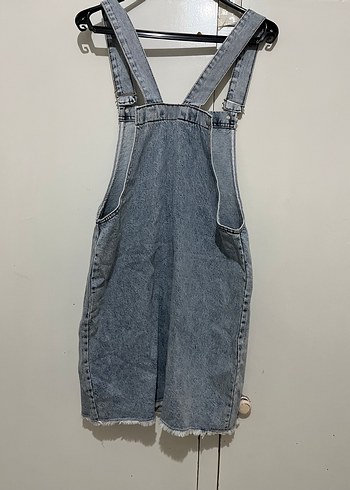 Hamile giyim Mavi Denim Kısa Askılı Elbise - Görsel 2