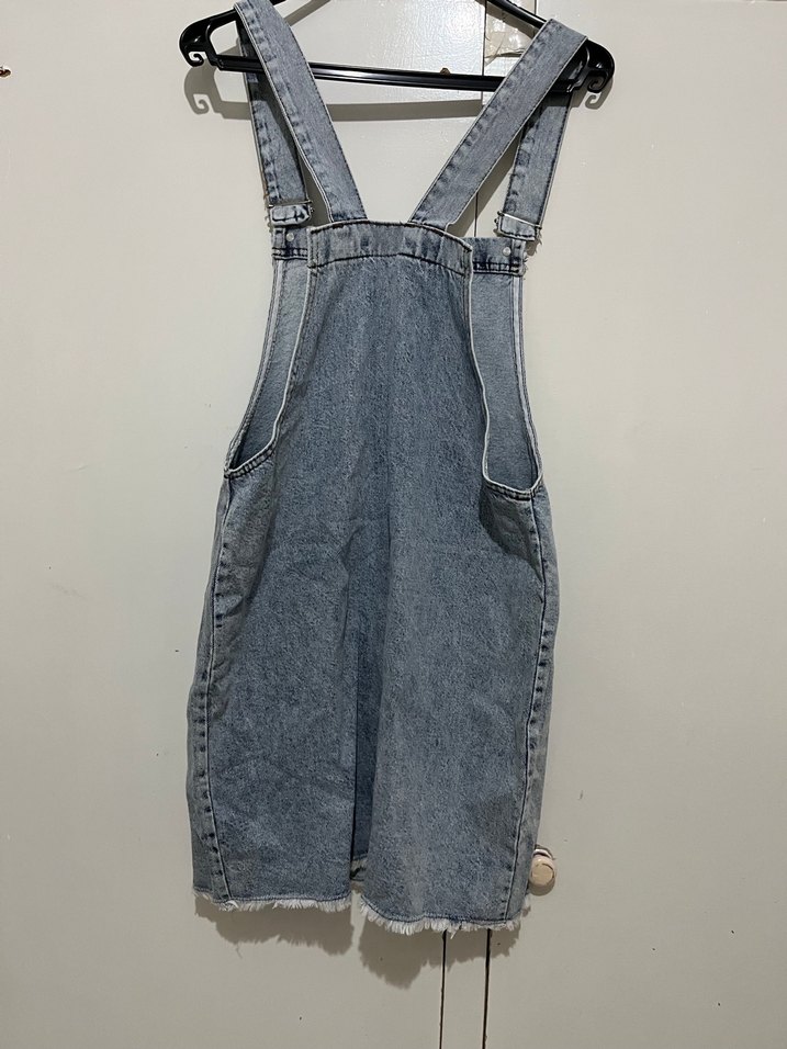 Hamile giyim Mavi Denim Kısa Askılı Elbise - Görsel 2