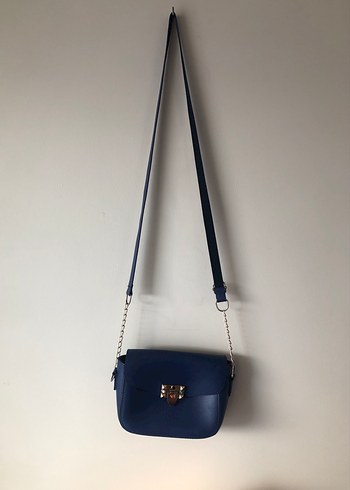 Mavi Deri Kadın Çanta Tokalı - Görsel 2