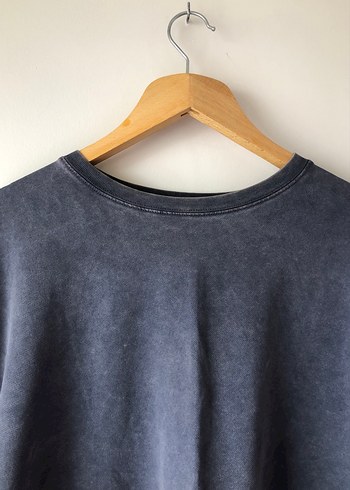 Püsküllü Gri Denim Sweatshirt - Görsel 4