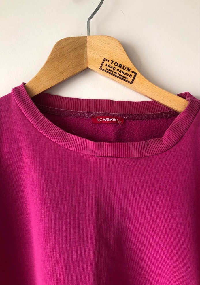 Pembe Oversize Kadın Sweatshirt - Görsel 2