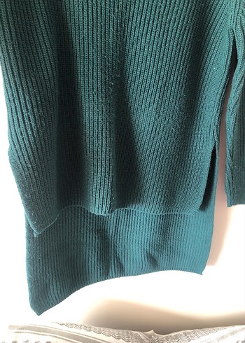 Turkuaz V Yakalı Triko Kadın Kazak - Görsel 4