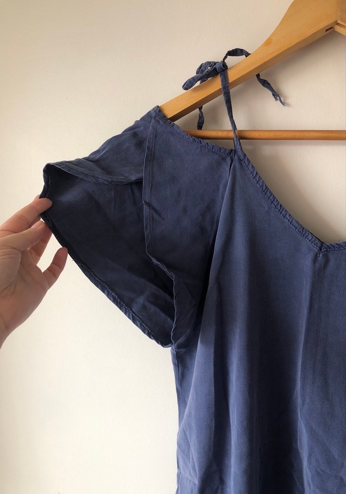 Kadın Lacivert Keten Midi Bohem Elbise - Görsel 2