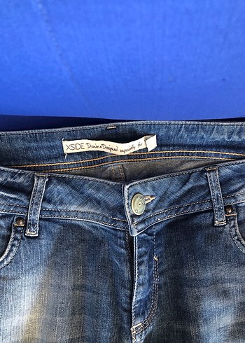 Düğmeli Mavi Kadın Kot Şort - Görsel 2