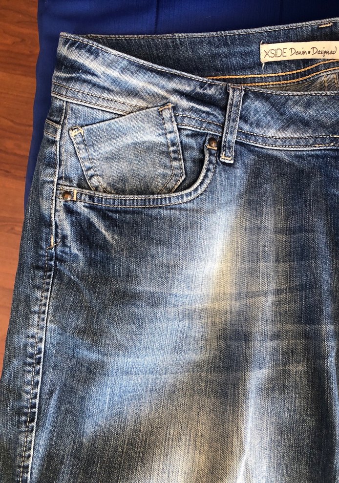 Düğmeli Mavi Kadın Kot Şort - Görsel 3