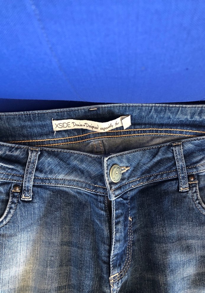 Düğmeli Mavi Kadın Kot Şort - Görsel 2