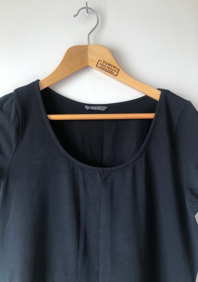 Siyah elbise, Kısa Kollu, Midi Boy - Görsel 2