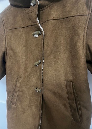 Kahverengi Kürklü Süet Kaban - Görsel 2