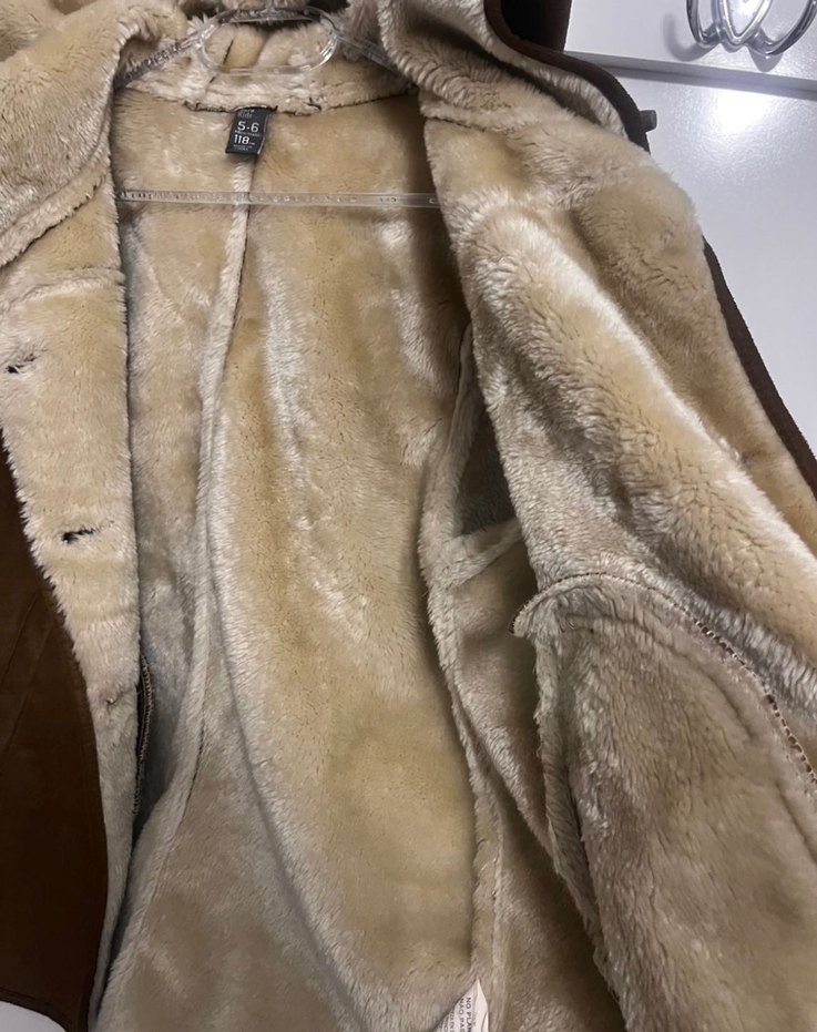 Kahverengi Kürklü Süet Kaban - Görsel 4