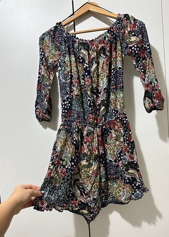 Kadın Çok Renkli Straplez Mini Tulum - Görsel 5