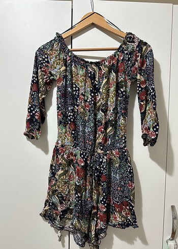 Kadın Çok Renkli Straplez Mini Tulum - Görsel 4