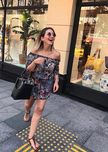 Kadın Çok Renkli Straplez Mini Tulum - Görsel 2