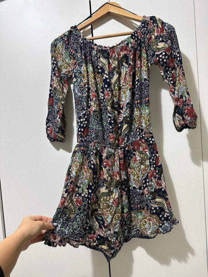 Kadın Çok Renkli Straplez Mini Tulum - Görsel 5