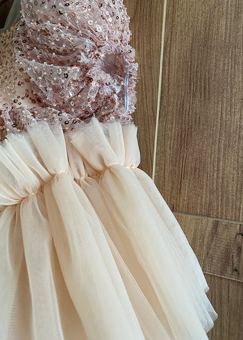 Pembe Payetli Fırfırlı Kız Çocuk Elbisesi - Görsel 4