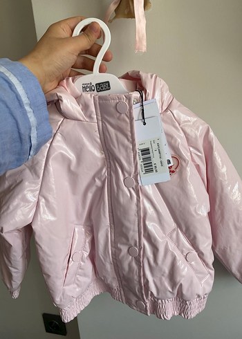 Kız Çocuk Pembe Kapüşonlu Düğmeli Mont - Görsel 4