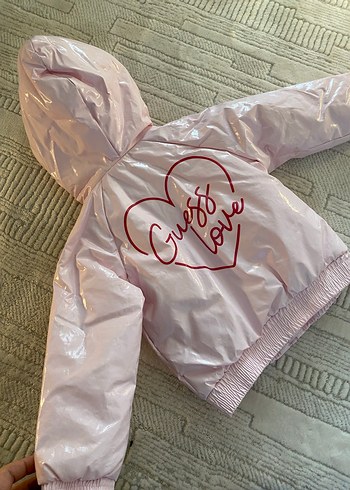 Kız Çocuk Pembe Kapüşonlu Düğmeli Mont - Görsel 3