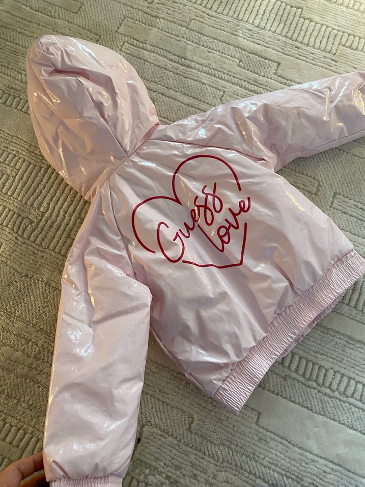 Kız Çocuk Pembe Kapüşonlu Düğmeli Mont - Görsel 3