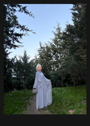 Gri abaya şal takım - Görsel 3