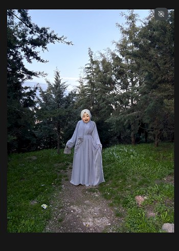 Gri abaya şal takım - Görsel 5