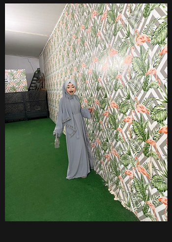 Gri abaya şal takım - Görsel 7