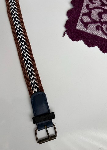 Kahverengi Kadın Kemer Örgülü Detaylı - Görsel 4