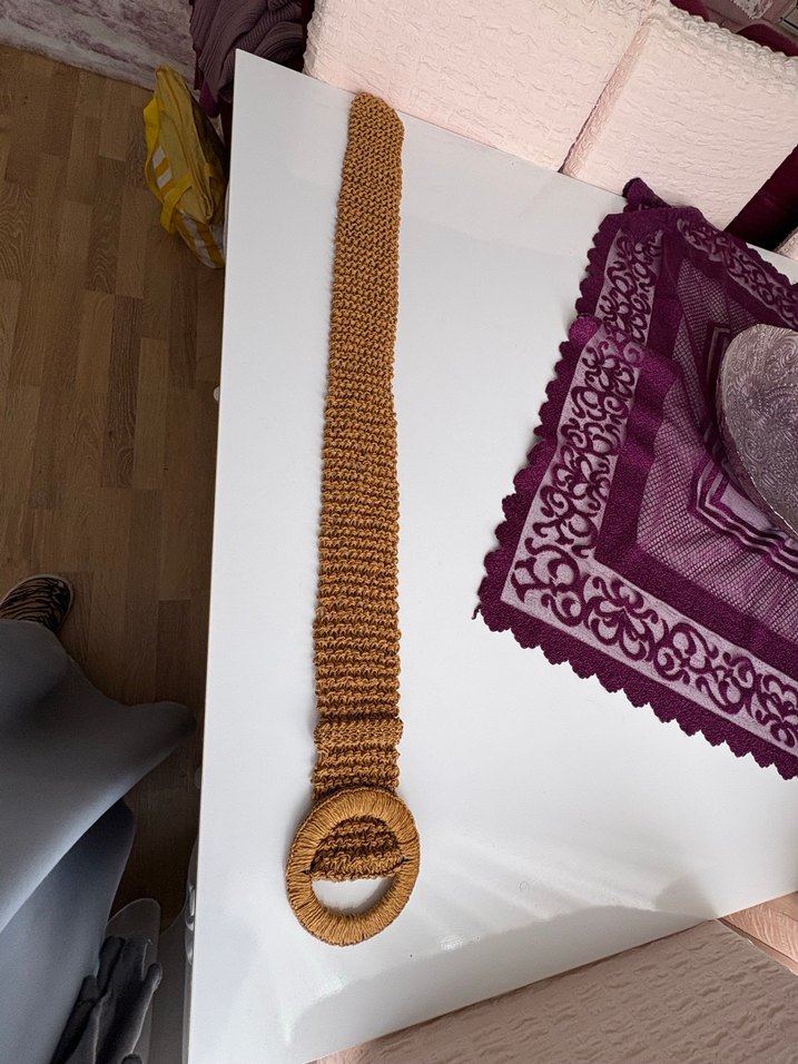 Bej Örgü Bohem Kadın Kemer - Görsel 4