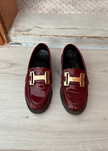 Bordo Rugan Tokalı Kadın Loafer - Görsel 2