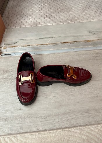 Bordo Rugan Tokalı Kadın Loafer - Görsel 5