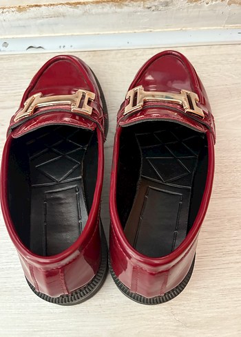 Bordo Rugan Tokalı Kadın Loafer - Görsel 4