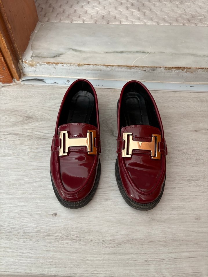 Bordo Rugan Tokalı Kadın Loafer - Görsel 2
