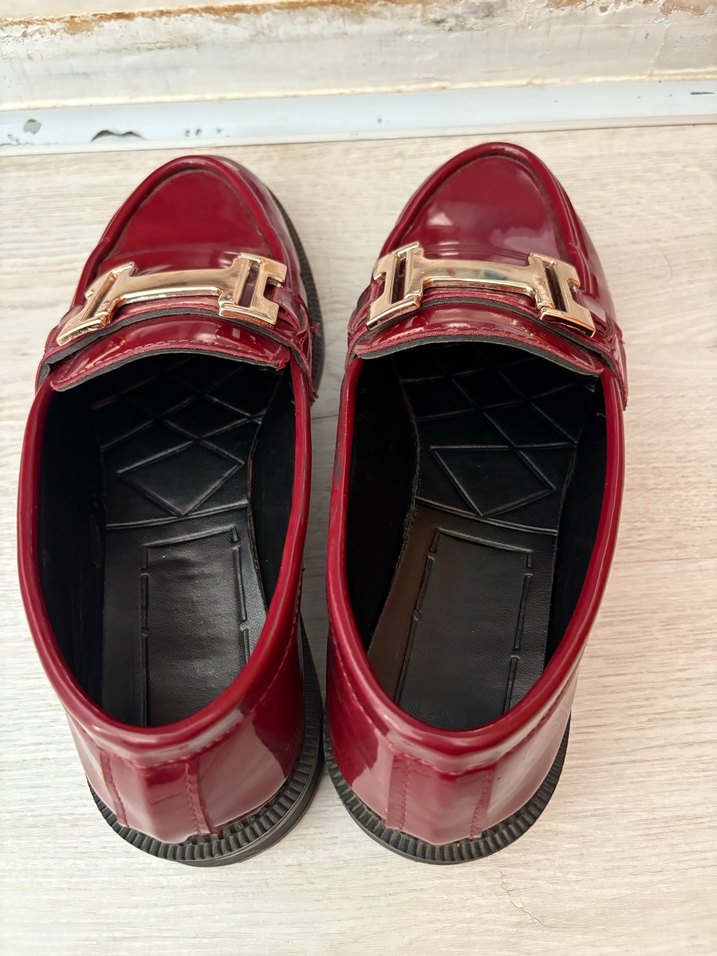 Bordo Rugan Tokalı Kadın Loafer - Görsel 4