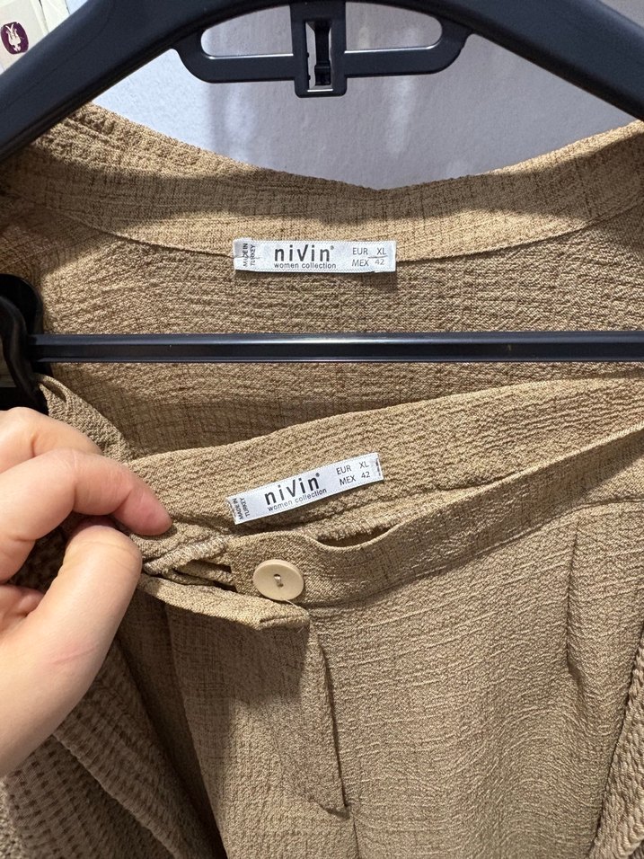 Bej Uzun Kadın tunik pantolon - Görsel 4