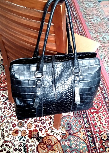 ERKON MARKA KROKODİL DESENLİ GERÇEK HAKİKİ DERİ ÇANTA - Görsel 3
