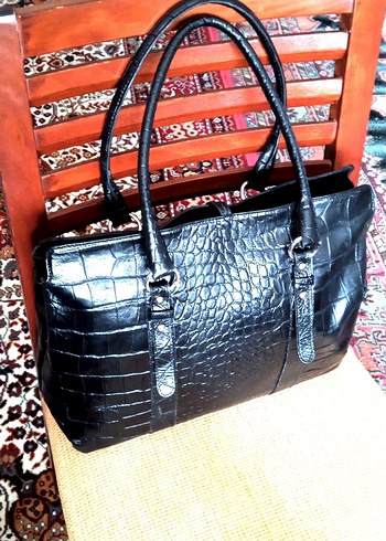 ERKON MARKA KROKODİL DESENLİ GERÇEK HAKİKİ DERİ ÇANTA - Görsel 2