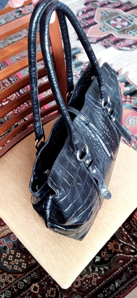 ERKON MARKA KROKODİL DESENLİ GERÇEK HAKİKİ DERİ ÇANTA - Görsel 4